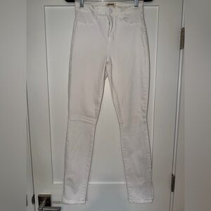 L'AGENCE Josie High Rise Skinny Jeans Split Hem in Blanc